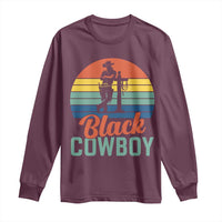 Black Cowboy Sunset Long Sleeve Shirt Western Rodeo Cross - Wonder Print Shop