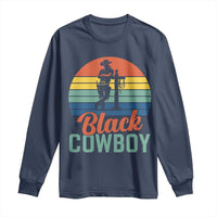 Black Cowboy Sunset Long Sleeve Shirt Western Rodeo Cross - Wonder Print Shop