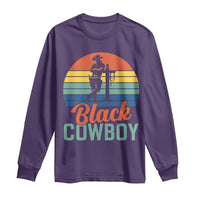 Black Cowboy Sunset Long Sleeve Shirt Western Rodeo Cross - Wonder Print Shop