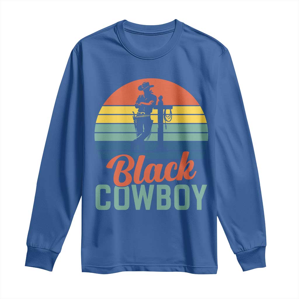 Black Cowboy Sunset Long Sleeve Shirt Western Rodeo Cross - Wonder Print Shop