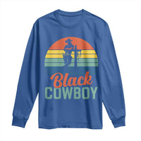 Black Cowboy Sunset Long Sleeve Shirt Western Rodeo Cross - Wonder Print Shop