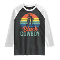 Black Cowboy Sunset Raglan Shirt Western Rodeo Cross - Wonder Print Shop