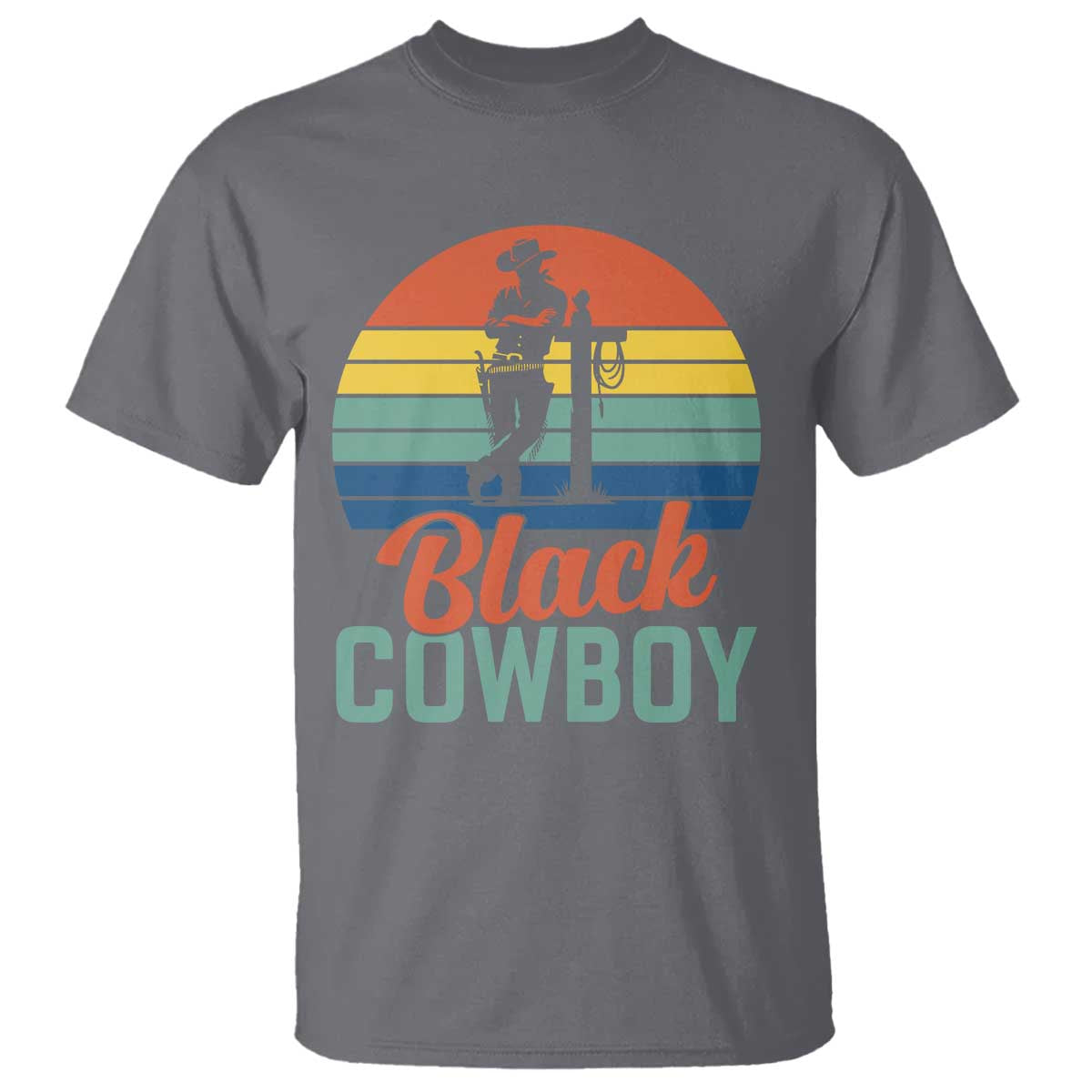 Black Cowboy Sunset T Shirt Western Rodeo Cross - Wonder Print Shop