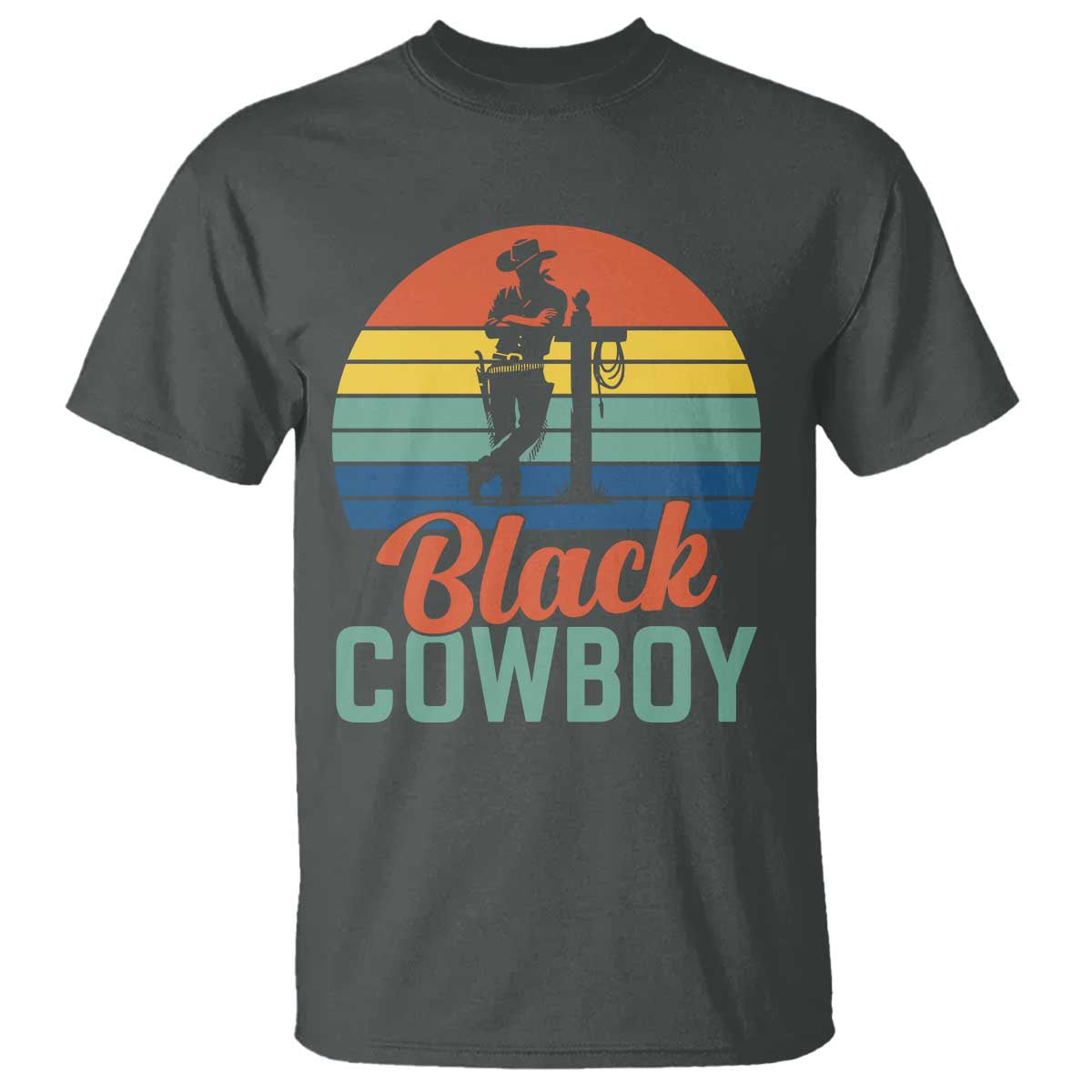 Black Cowboy Sunset T Shirt Western Rodeo Cross - Wonder Print Shop