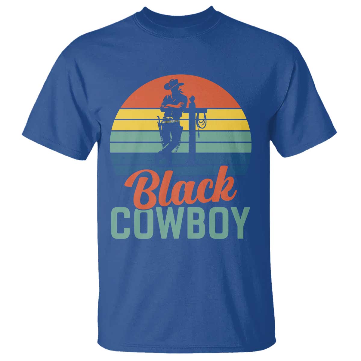 Black Cowboy Sunset T Shirt Western Rodeo Cross - Wonder Print Shop