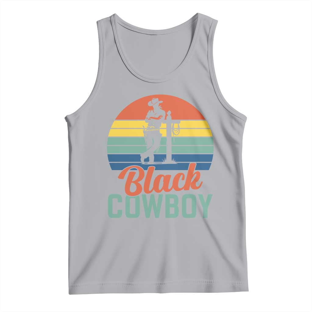 Black Cowboy Sunset Tank Top Western Rodeo Cross - Wonder Print Shop