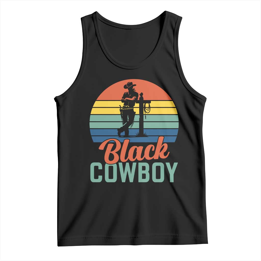 Black Cowboy Sunset Tank Top Western Rodeo Cross - Wonder Print Shop