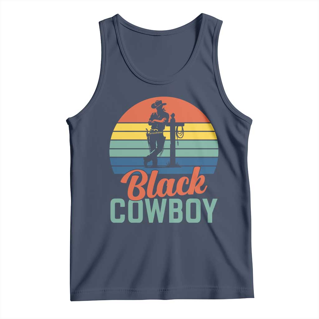 Black Cowboy Sunset Tank Top Western Rodeo Cross - Wonder Print Shop