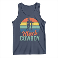 Black Cowboy Sunset Tank Top Western Rodeo Cross - Wonder Print Shop