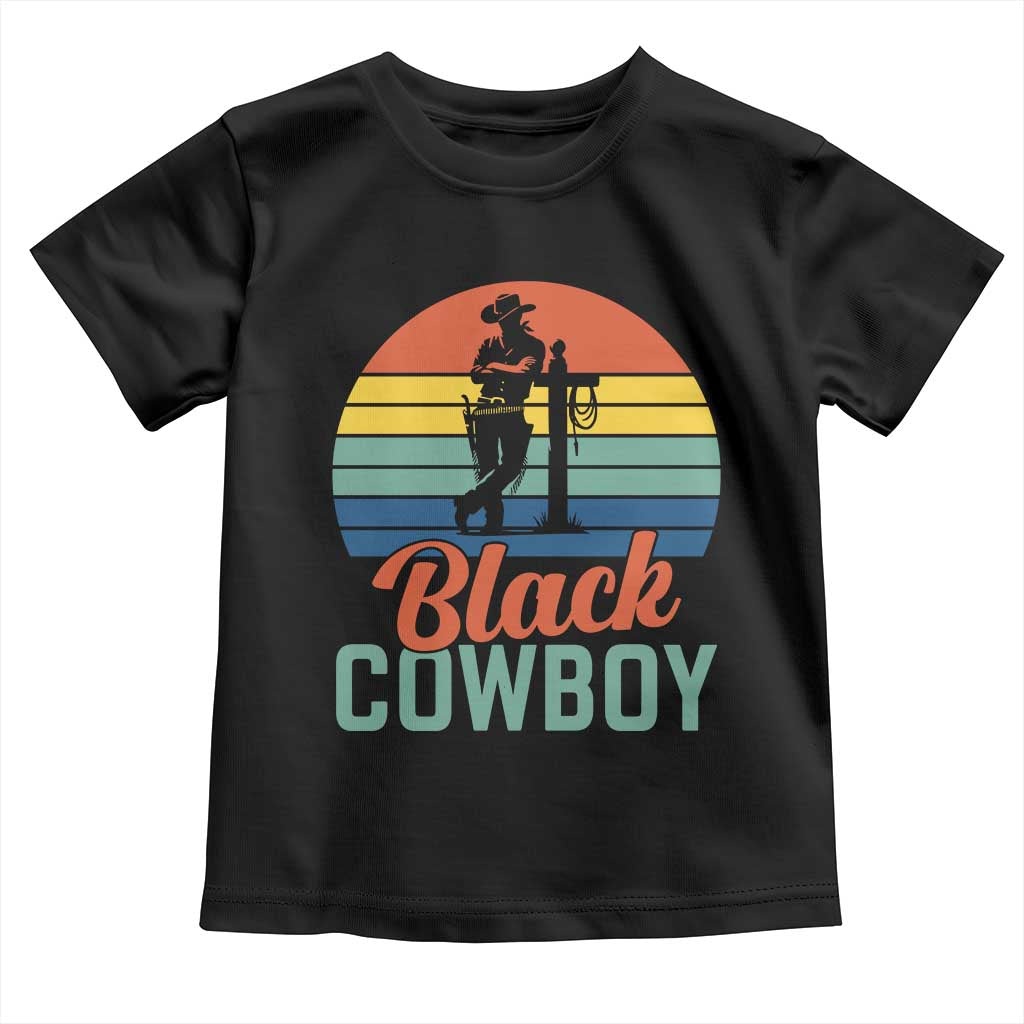 Black Cowboy Sunset Toddler T Shirt Western Rodeo Cross - Wonder Print Shop