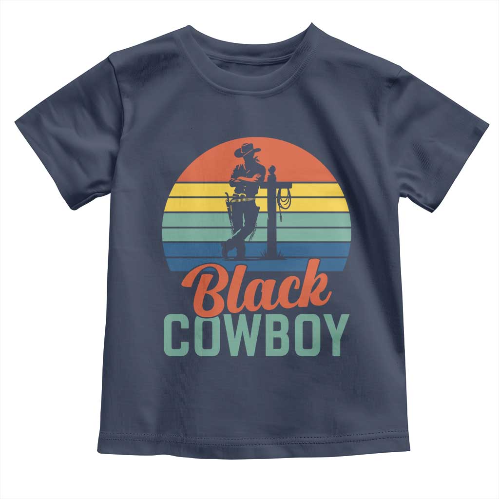 Black Cowboy Sunset Toddler T Shirt Western Rodeo Cross - Wonder Print Shop