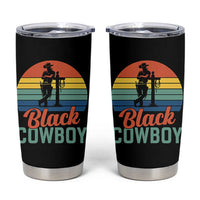 Black Cowboy Sunset Tumbler Cup Western Rodeo Cross