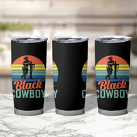 Black Cowboy Sunset Tumbler Cup Western Rodeo Cross