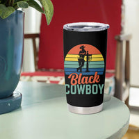 Black Cowboy Sunset Tumbler Cup Western Rodeo Cross