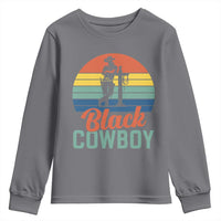 Black Cowboy Sunset Youth Sweatshirt Western Rodeo Cross - Wonder Print Shop