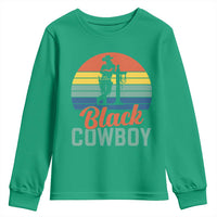 Black Cowboy Sunset Youth Sweatshirt Western Rodeo Cross - Wonder Print Shop