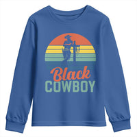 Black Cowboy Sunset Youth Sweatshirt Western Rodeo Cross - Wonder Print Shop