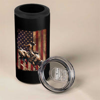 Black Cowboy Bull Rider 4 in 1 Can Cooler Tumbler Western Rodeo Patriotic American Flag