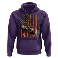 Black Cowboy Bull Rider Hoodie Western Rodeo Patriotic American Flag - Wonder Print Shop