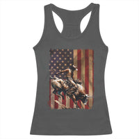Black Cowboy Bull Rider Racerback Tank Top Western Rodeo Patriotic American Flag - Wonder Print Shop