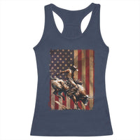 Black Cowboy Bull Rider Racerback Tank Top Western Rodeo Patriotic American Flag - Wonder Print Shop