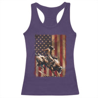 Black Cowboy Bull Rider Racerback Tank Top Western Rodeo Patriotic American Flag - Wonder Print Shop