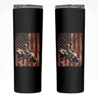 Black Cowboy Bull Rider Skinny Tumbler Western Rodeo Patriotic American Flag