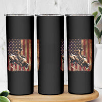 Black Cowboy Bull Rider Skinny Tumbler Western Rodeo Patriotic American Flag