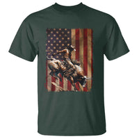 Black Cowboy Bull Rider T Shirt Western Rodeo Patriotic American Flag - Wonder Print Shop