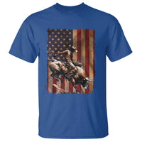 Black Cowboy Bull Rider T Shirt Western Rodeo Patriotic American Flag - Wonder Print Shop