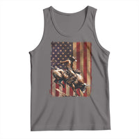 Black Cowboy Bull Rider Tank Top Western Rodeo Patriotic American Flag - Wonder Print Shop