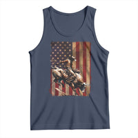 Black Cowboy Bull Rider Tank Top Western Rodeo Patriotic American Flag - Wonder Print Shop
