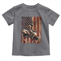 Black Cowboy Bull Rider Toddler T Shirt Western Rodeo Patriotic American Flag - Wonder Print Shop