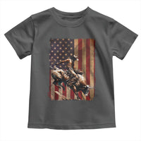 Black Cowboy Bull Rider Toddler T Shirt Western Rodeo Patriotic American Flag - Wonder Print Shop