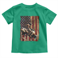 Black Cowboy Bull Rider Toddler T Shirt Western Rodeo Patriotic American Flag - Wonder Print Shop
