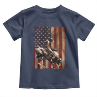 Black Cowboy Bull Rider Toddler T Shirt Western Rodeo Patriotic American Flag - Wonder Print Shop