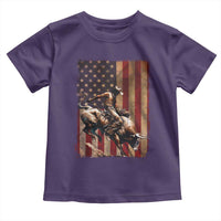 Black Cowboy Bull Rider Toddler T Shirt Western Rodeo Patriotic American Flag - Wonder Print Shop