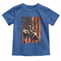 Black Cowboy Bull Rider Toddler T Shirt Western Rodeo Patriotic American Flag - Wonder Print Shop
