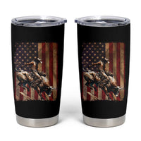Black Cowboy Bull Rider Tumbler Cup Western Rodeo Patriotic American Flag