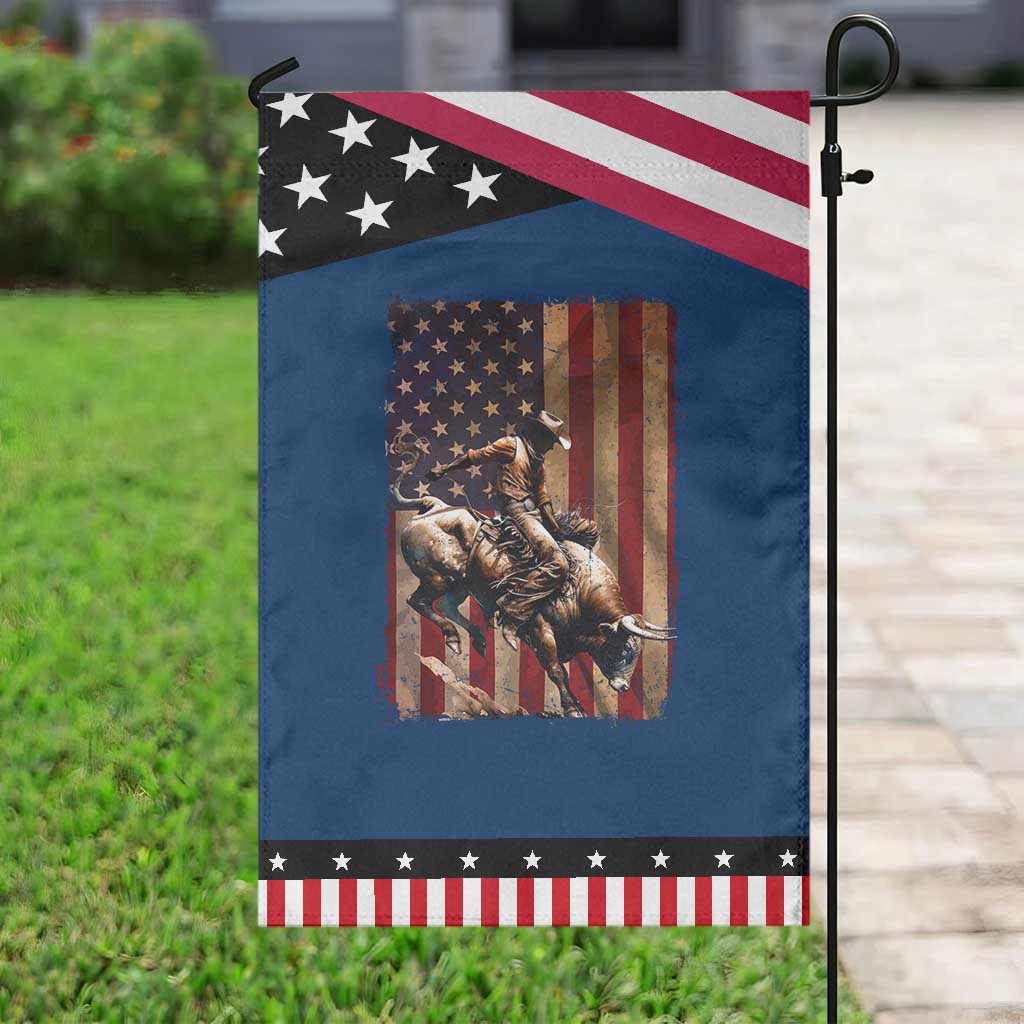 Black Cowboy Bull Rider Garden Flag Western Rodeo Patriotic American Flag