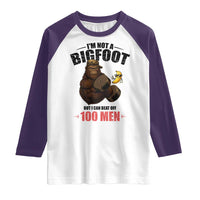 Funny Bigfoot Gym Raglan Shirt I Am Not A Bigfoot But I Can Beat Off 100 Men - Wonder Print Shop