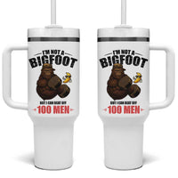 Funny Bigfoot Gym Tumbler With Handle I Am Not A Bigfoot But I Can Beat Off 100 Men