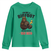 Funny Bigfoot Gym Youth Sweatshirt I Am Not A Bigfoot But I Can Beat Off 100 Men - Wonder Print Shop