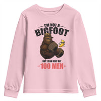 Funny Bigfoot Gym Youth Sweatshirt I Am Not A Bigfoot But I Can Beat Off 100 Men - Wonder Print Shop
