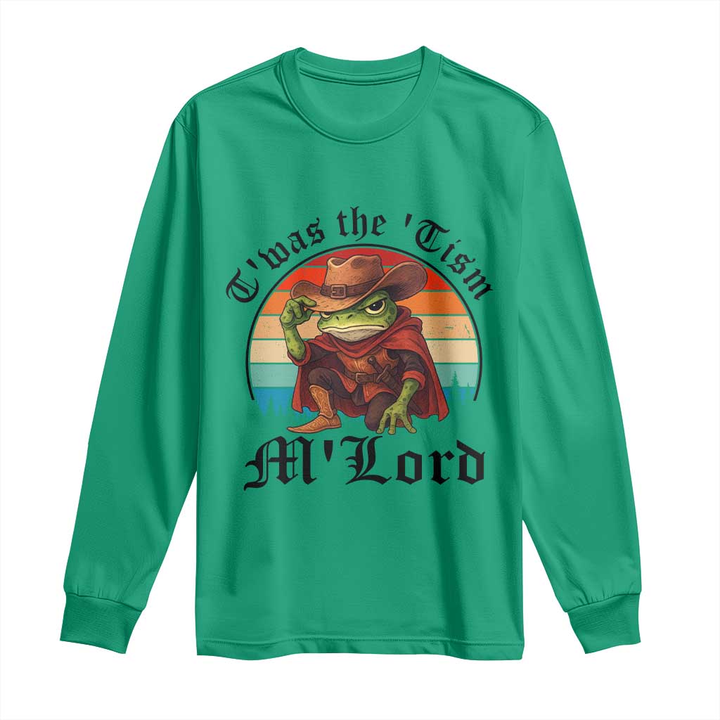 Funny Frog Knight Long Sleeve Shirt T'was The 'Tism M'Lord Medieval Knight - Wonder Print Shop