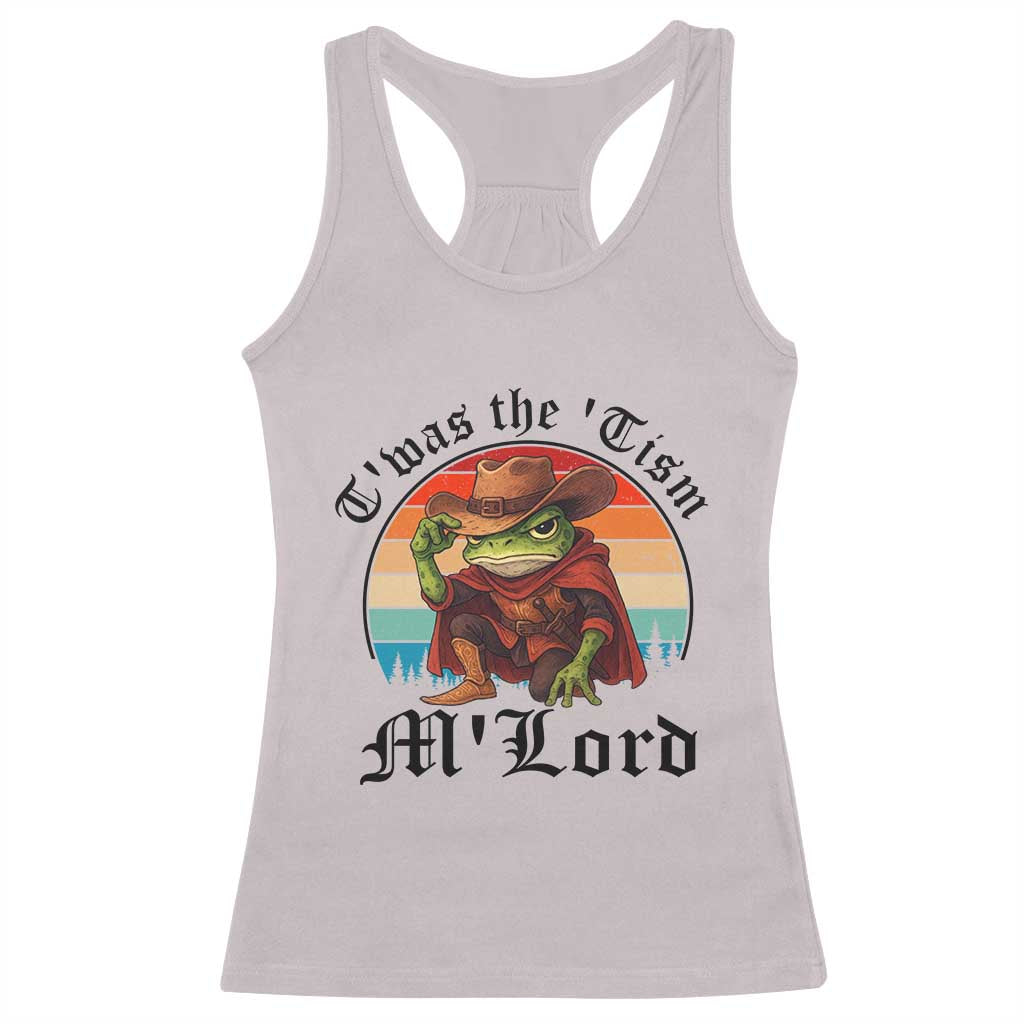 Funny Frog Knight Racerback Tank Top T'was The 'Tism M'Lord Medieval Knight - Wonder Print Shop