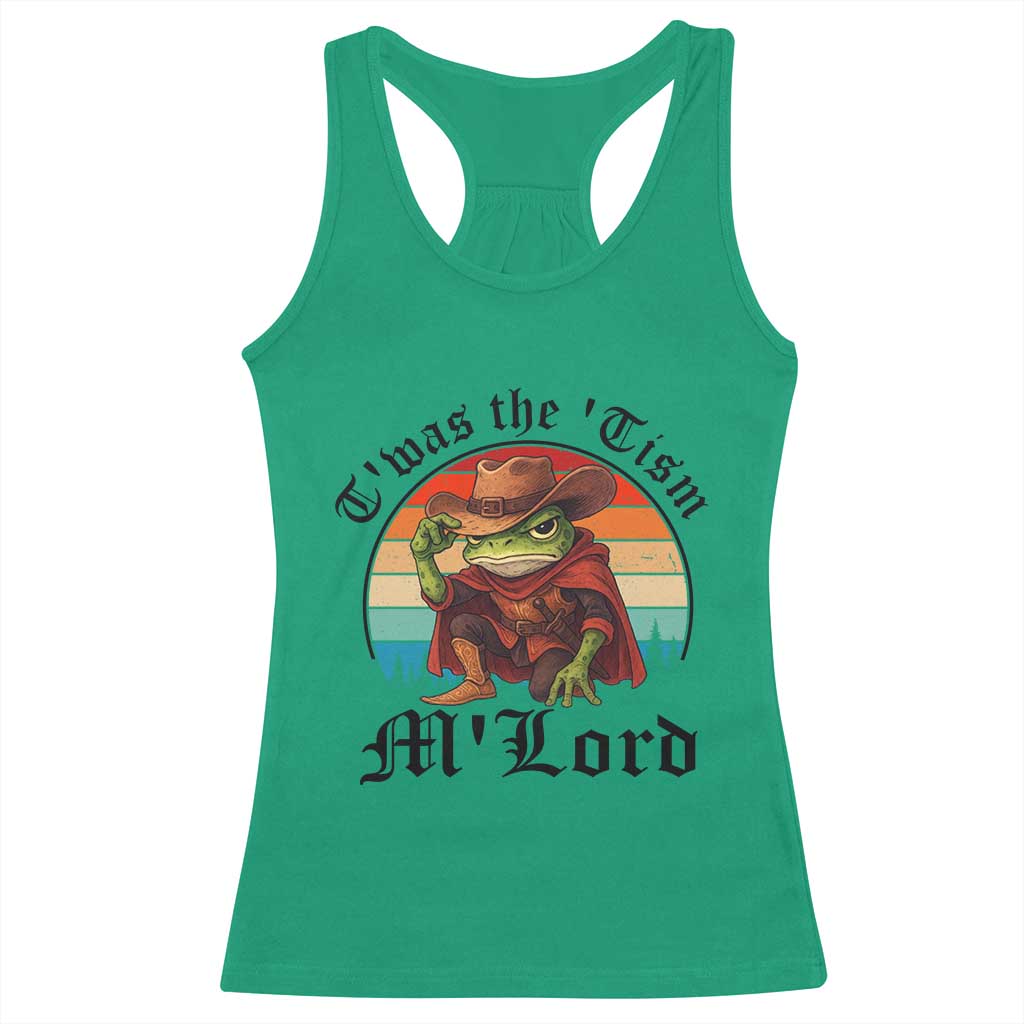 Funny Frog Knight Racerback Tank Top T'was The 'Tism M'Lord Medieval Knight - Wonder Print Shop