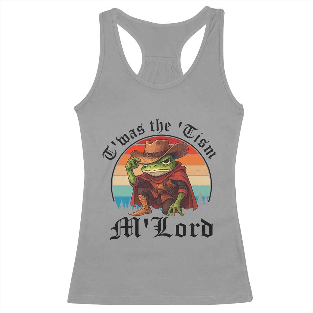 Funny Frog Knight Racerback Tank Top T'was The 'Tism M'Lord Medieval Knight - Wonder Print Shop