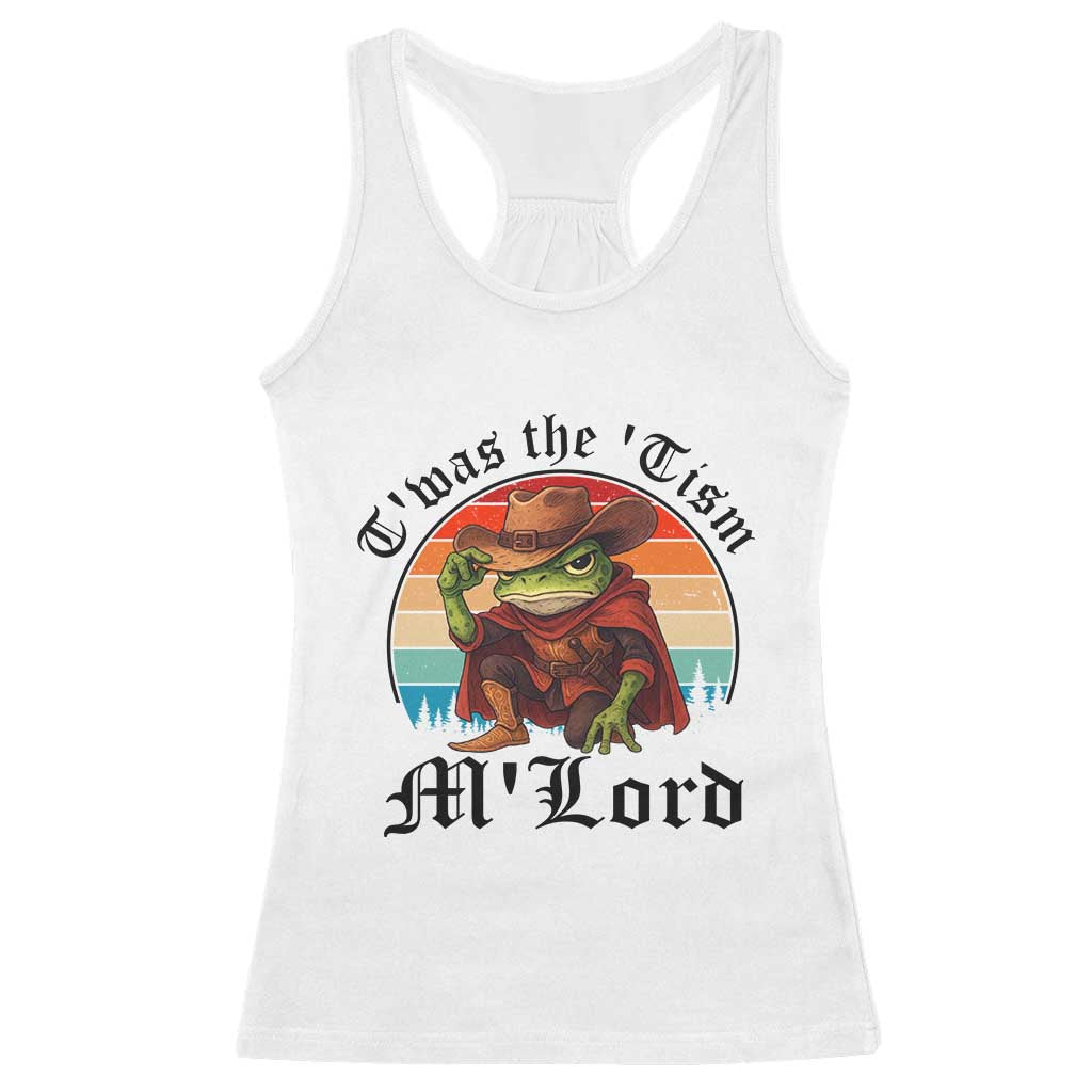 Funny Frog Knight Racerback Tank Top T'was The 'Tism M'Lord Medieval Knight - Wonder Print Shop