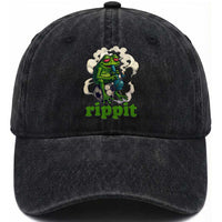 Rippit Stoner Frog Washed Cotton Baseball Cap Smoking Weed Pot Marijuana Cannabis 420